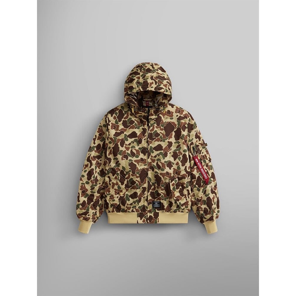 Alpha Industries Mens Lightweight Camo Hooded Nylon L2-B Bomber Jacket M